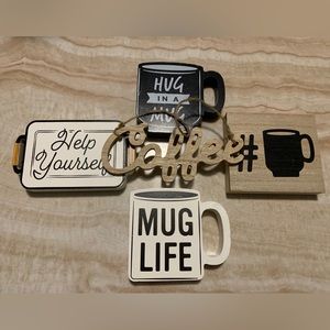 Set Coffee Station Mini Signs Mug Life Target Decor Wall Art Bundle 5 piece